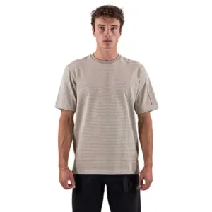 The Mountain Studio Stripe Cotton T-shirt Met Korte Mouwen Brindle / Almond Milk