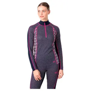Kari Traa Lekker Half Rits Lange Mouw T-shirt Marineblauw