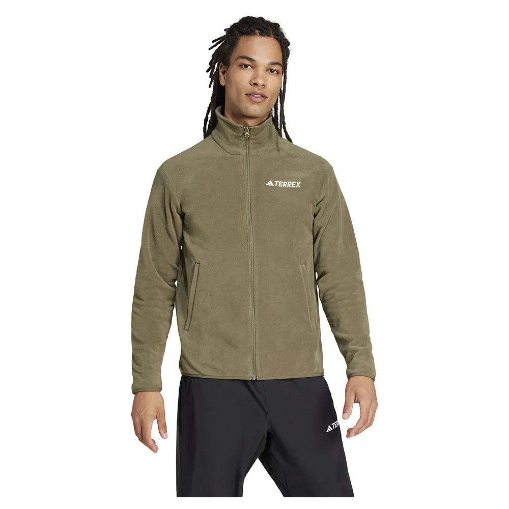 Adidas Multi Essentials Fleece Met Volledige Rits Olijf