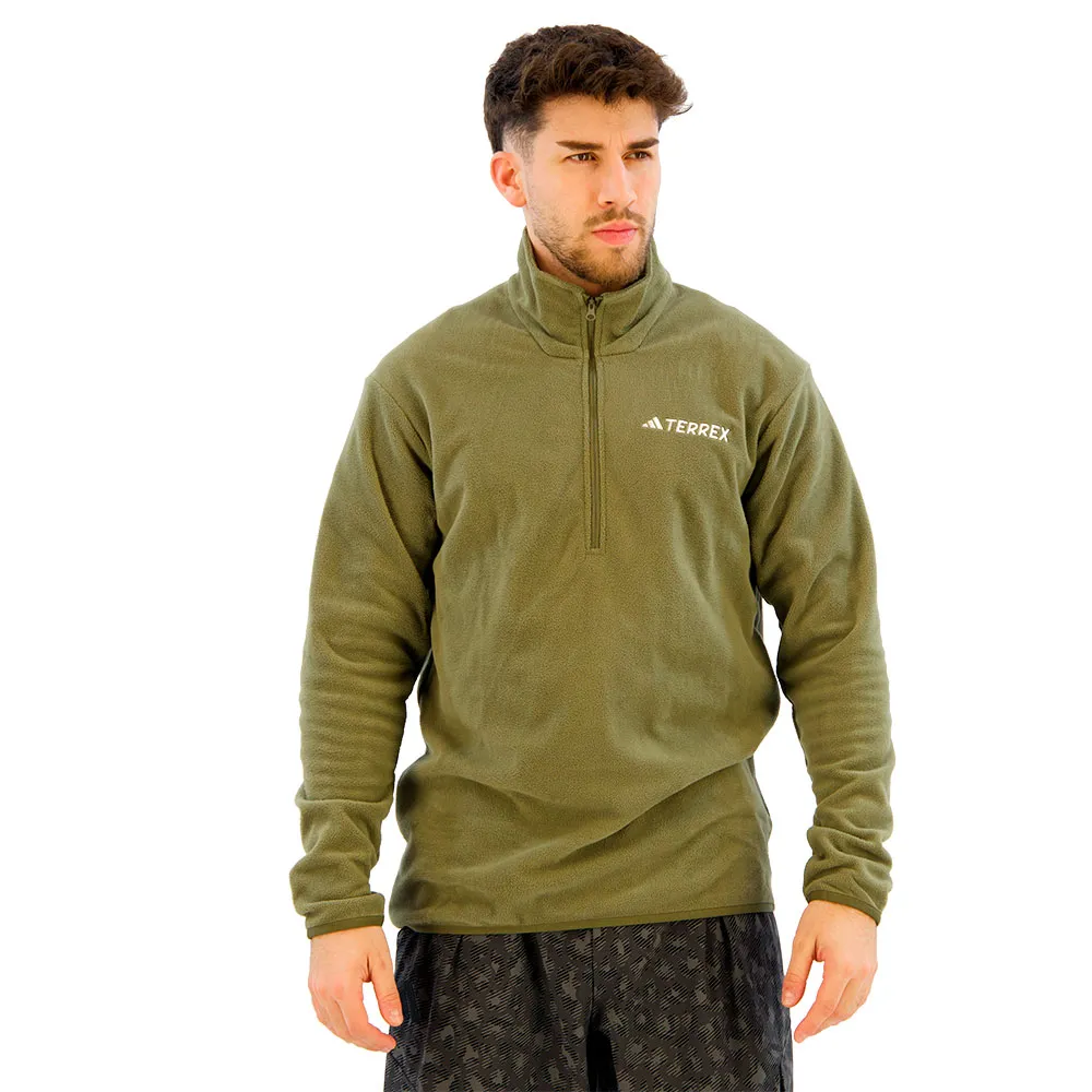 Adidas Multi Essentials Fleece Met Halve Rits Olijf