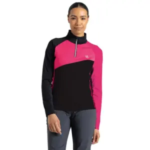 Dare2b Ice Core Half Rits Lange Mouw T-shirt Zwart