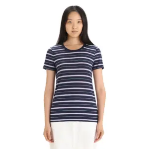 Icebreaker Merino 125 Cool Lite Wave Stripe T-shirt Met Korte Mouwen Marineblauw