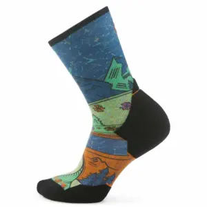 Smartwool Trail Run Targeted Cushion Mountain Print Crew Sokken Blauw