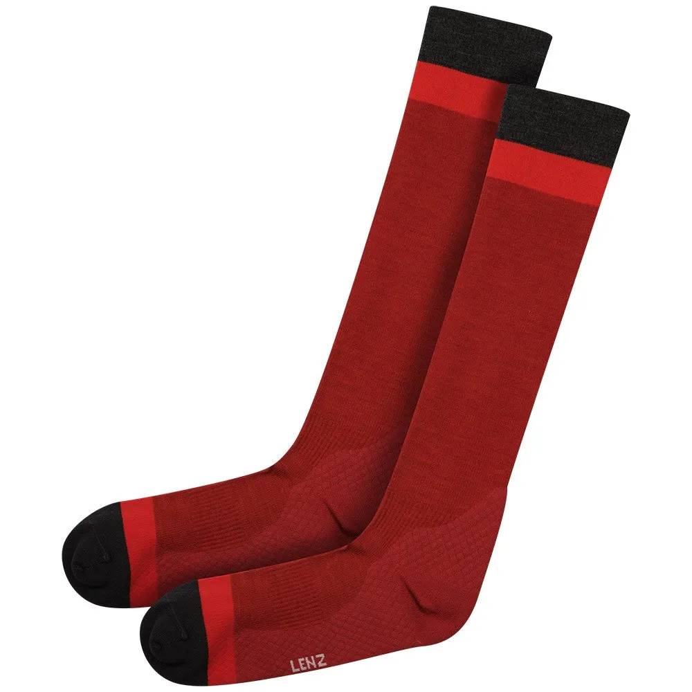 Lenz Merino Compression 1 Lange Sokken Rood