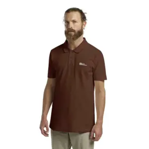 Jack Wolfskin Essential Korte Mouw Poloshirt Dark Rust