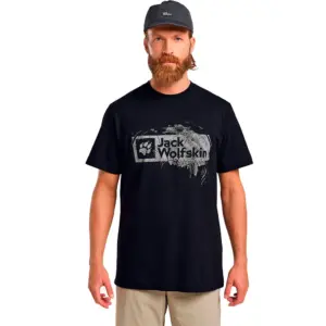 Jack Wolfskin Brand T-shirt Met Korte Mouwen Marineblauw