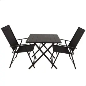 Aktive 61149 Table+2 Armchairs Vouwbaar Buitenset Zwart