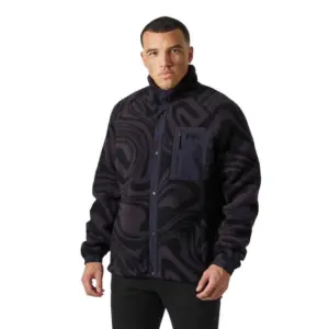 Helly Hansen Panorama Printed Pile Snap Fleece Met Volledige Rits Zwart