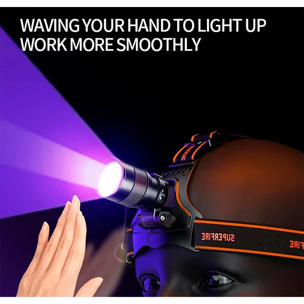 Superfire Uv Hz01 Hoofdlamp Zwart