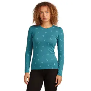 Icebreaker Merino 200 Oasis Crewe Snow Day Lange Mouwen Basislaag Topaz / Hydro / Aop