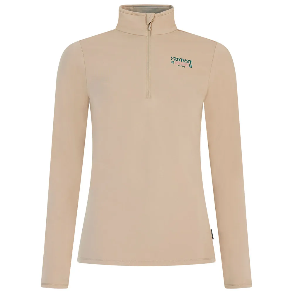 Protest Gentle Fleece Met Halve Rits Beige