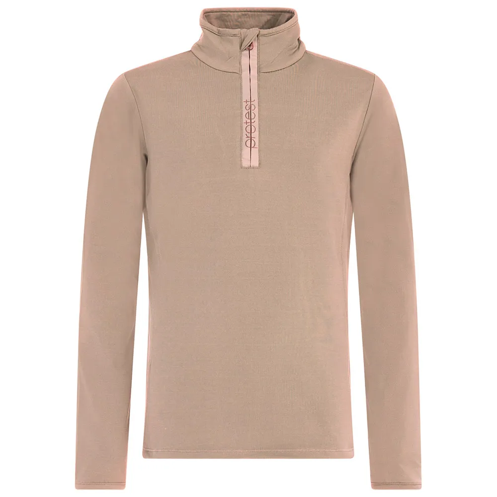 Protest Refabrizoy Fleece Met Halve Rits Beige