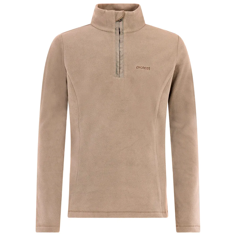 Protest Remutey Fleece Met Halve Rits Beige