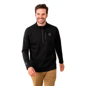 Altus Malaren Half Rits Lange Mouw T-shirt Zwart