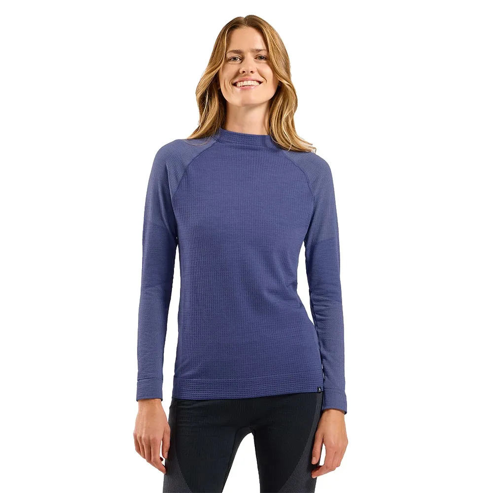 Odlo 112301 Seamless Performance Wool Lange Mouwen Basislaag Blauw