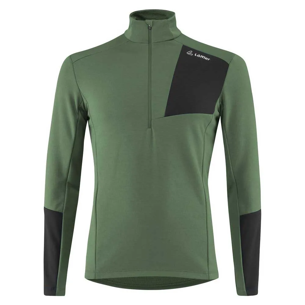 Loeffler Tech-merino Sweatshirt Met Halve Rits Pine