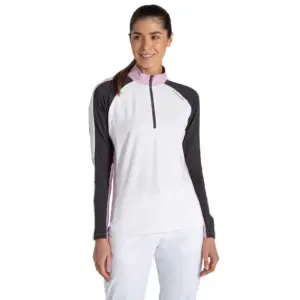 Craghoppers Nosilife Ivybridge Half Rits Lange Mouw T-shirt Wit