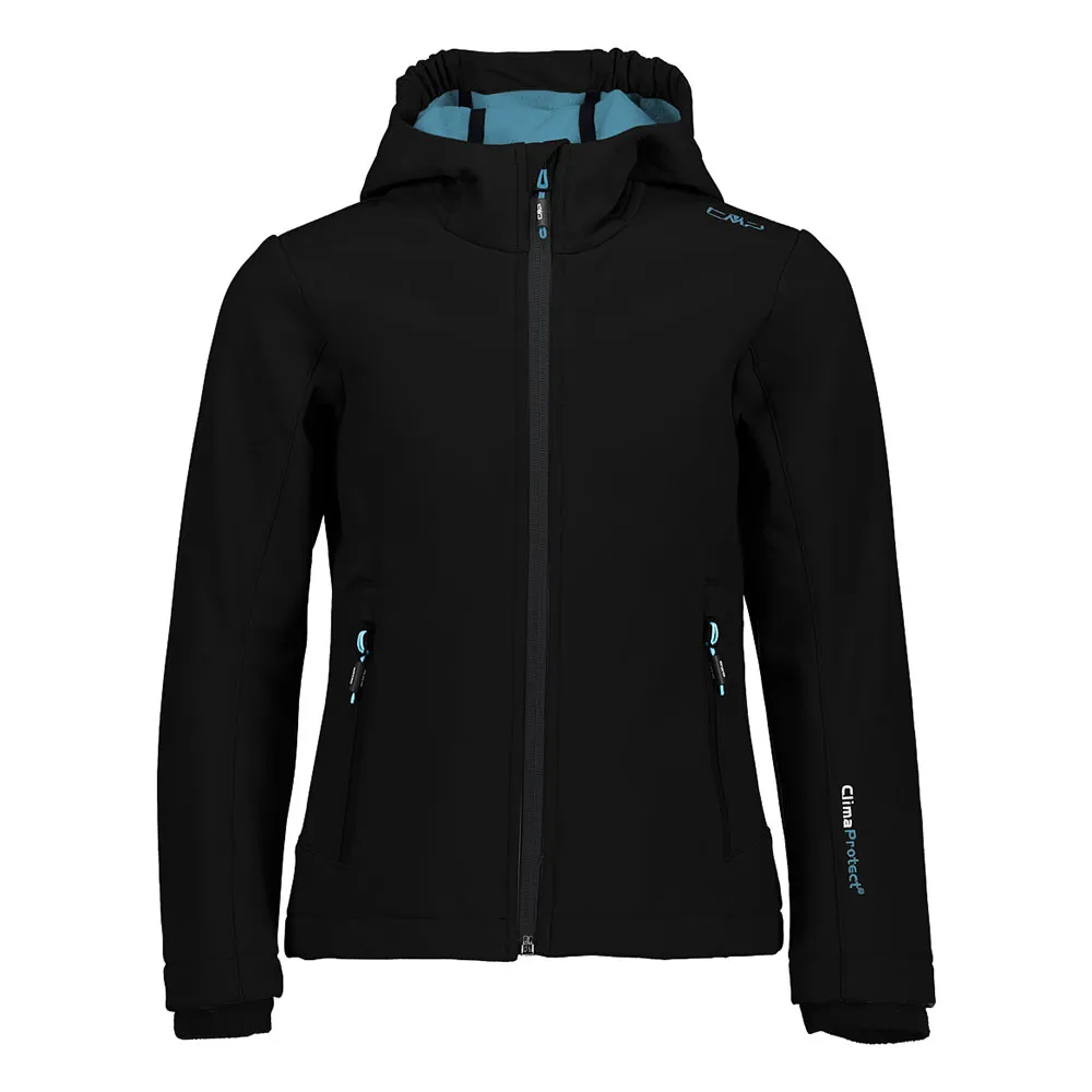 Cmp Fix Hood 3a29385n Softshelljack Nero / B.jewel