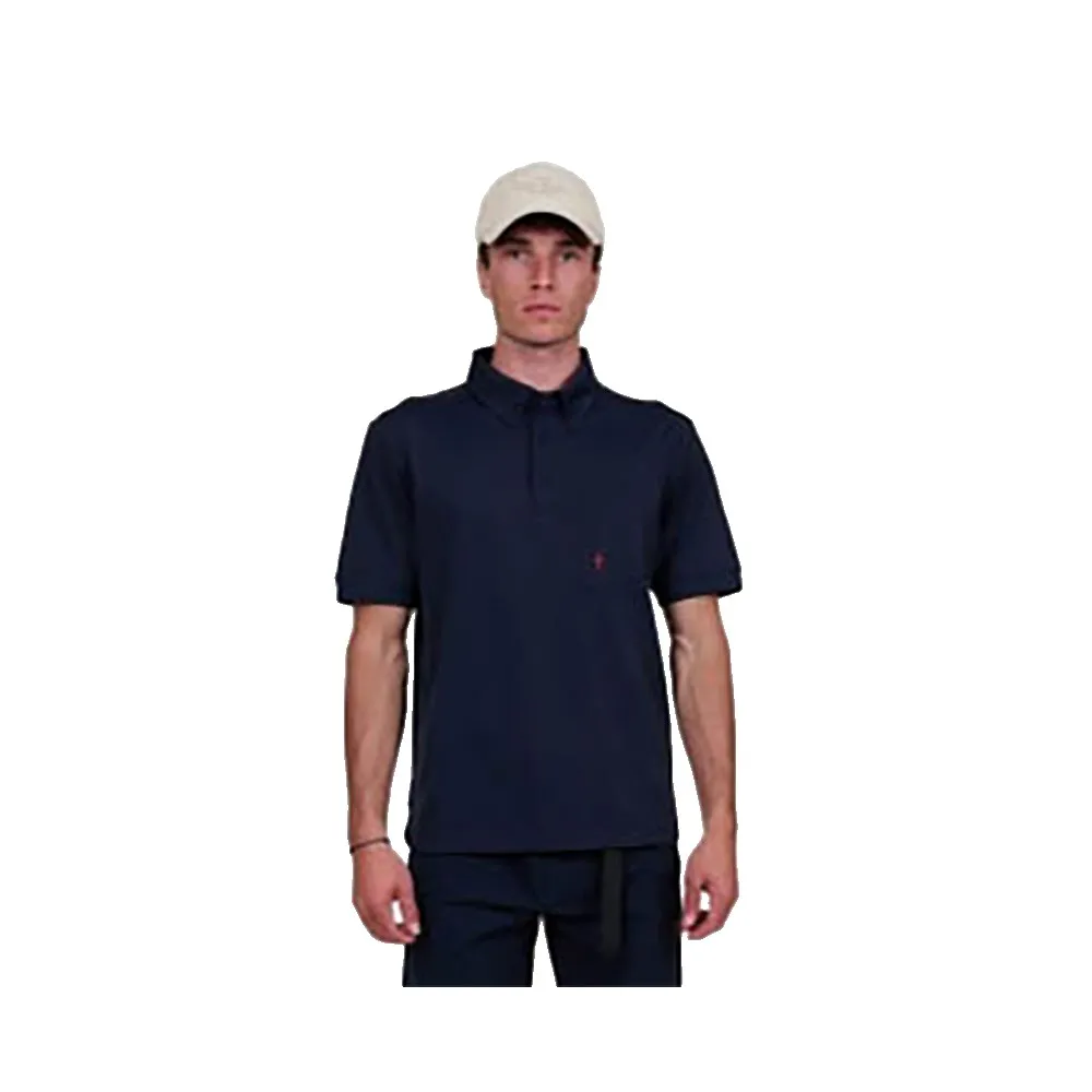 The Mountain Studio Button Down Korte Mouw Poloshirt Sky Captain