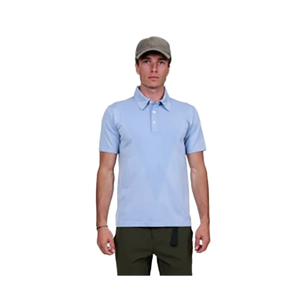 The Mountain Studio Two Tone Tech Korte Mouw Poloshirt Blauw