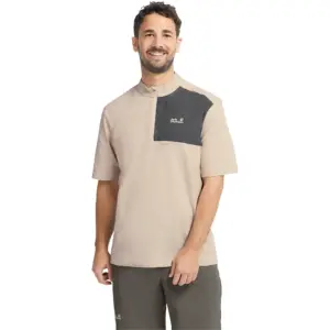 Jack Wolfskin Sucol Half Rits T-shirt Met Korte Mouwen Oyster