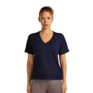 Icebreaker Merino 150 Tech Lite Relaxed V Neck T-shirt Met Korte Mouwen Marineblauw