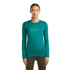 Icebreaker Merino 200 Oasis Crewe Sunrise Summit Lange Mouwen Basislaag Turquoise