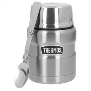 Thermos Stainless Steel With Folding Spoon-470ml Lunchbox Zilver