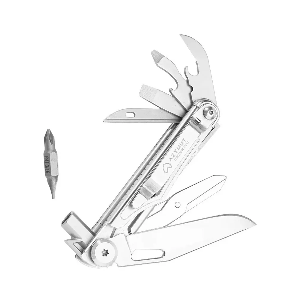 Azymut Azimuth Giewon Edc 8 Tools + Holster Multitool Zilver