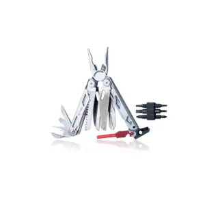 Azymut Giewon Fs Fire Starter 19 Tools Flint + Whistle + Belt Holster h2038a Multitool Zilver