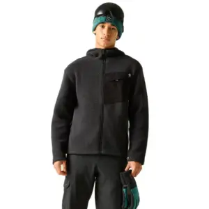 Dare2b Firn Hooded Borg Fleece Met Volledige Rits Zwart