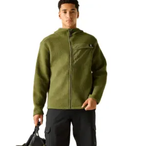 Dare2b Firn Hooded Borg Fleece Met Volledige Rits Olijf