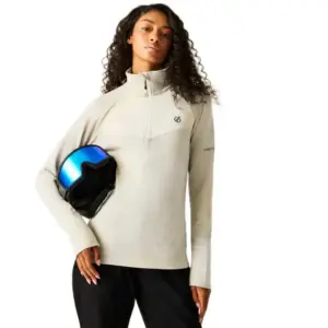 Dare2b Iced Core Ii Stretch Sweatshirt Met Halve Rits Almond Milk / Egret