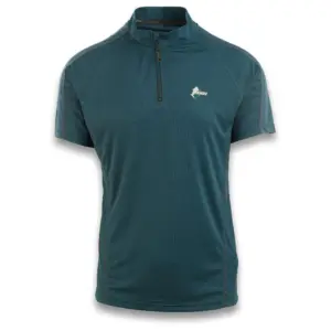 Ande Magnaghi Half Rits T-shirt Met Korte Mouwen Petroleum