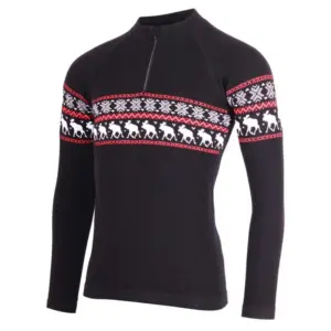 Lasting Waron 9091 Half Rits Lange Mouw T-shirt Zwart