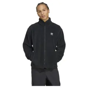 Adidas Originals Trefoil Essentials Teddy Fleece Met Volledige Rits Zwart