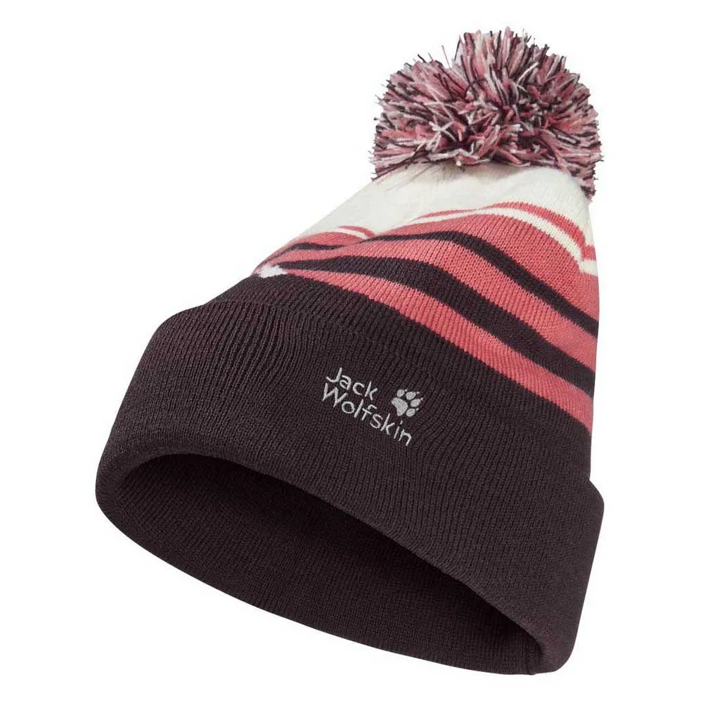 Jack Wolfskin Stripy Pompom Muts Roze