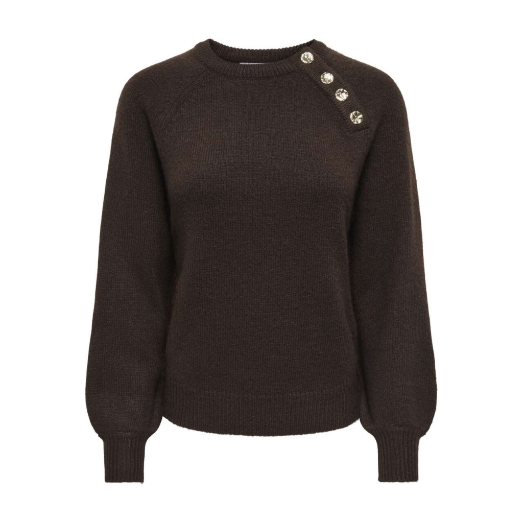 Only Emma Ls Button O-neck Knit Bruin