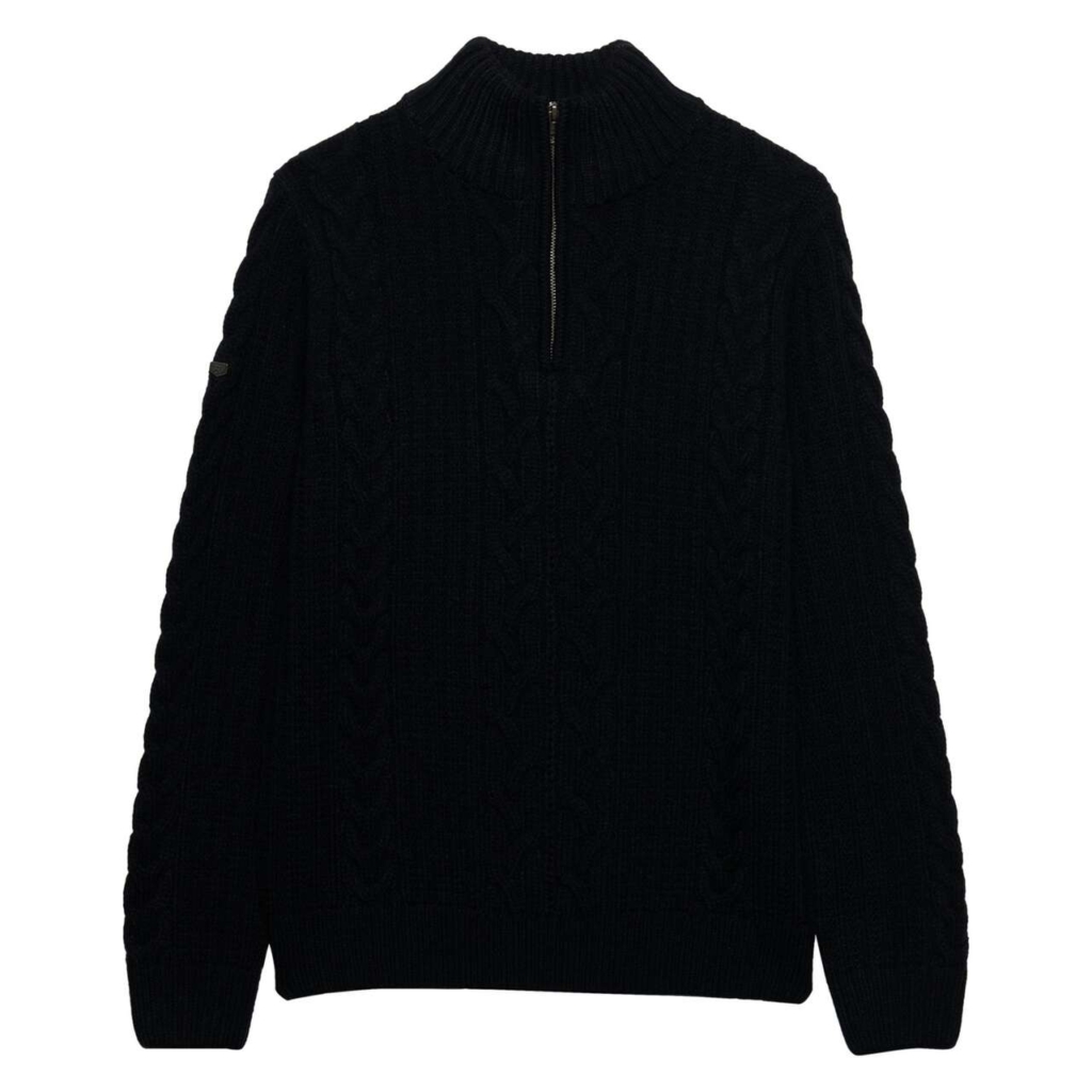 Superdry Jacob Cable Half Zip Knit Blauw