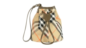 Burberry Check Drawstring Pouch Sand Creme