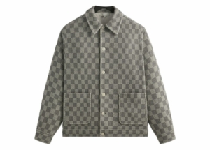 Kith Check Boucle Boxy Collared Overshirt Steel Zilver