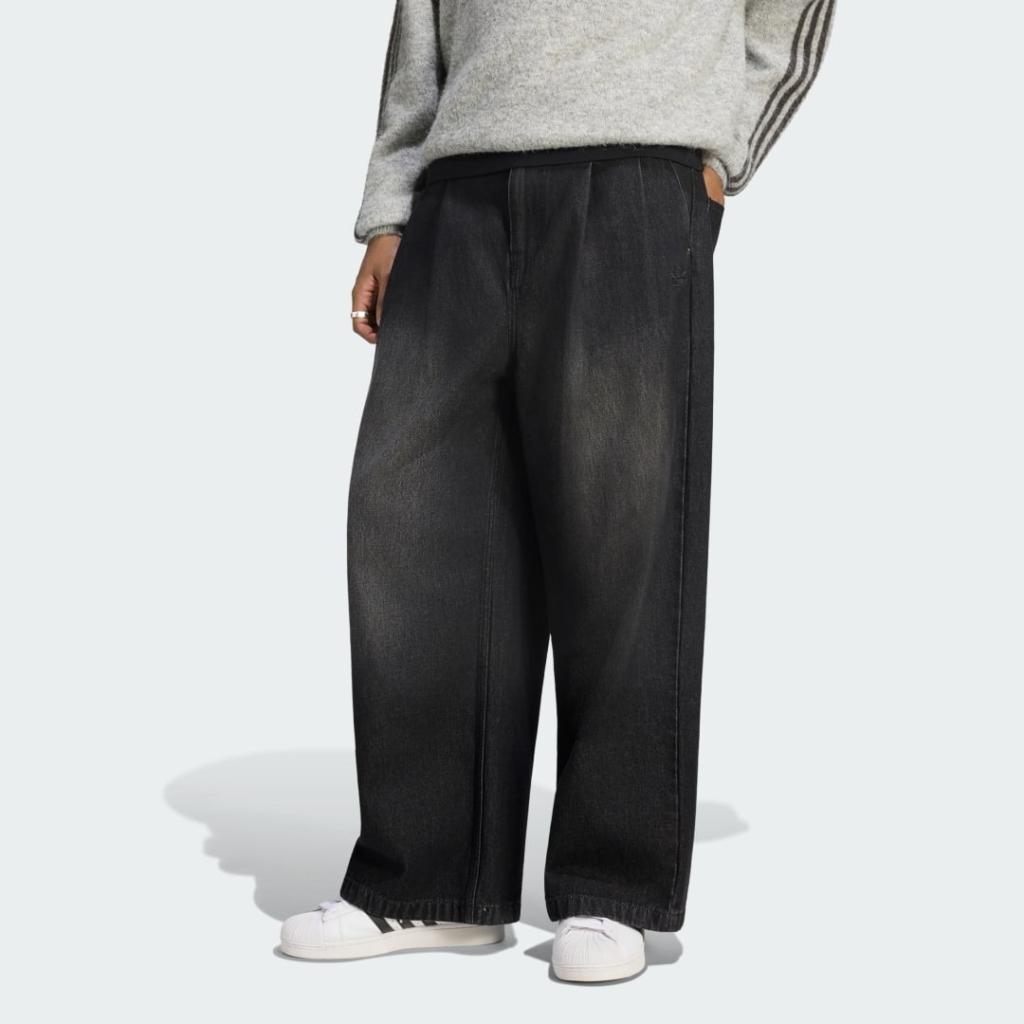 MID-RISE WIDE LEG JEANS Zwart