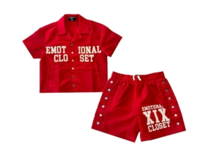 Mixed Emotion Backyard Nylon Short Set Rood