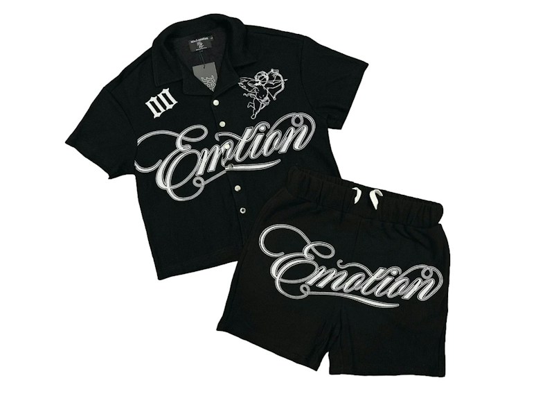 Mixed Emotion Signature Short Set Zwart