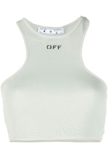 OFF- Womens Off Logo Print Ribbed Vest Grijs