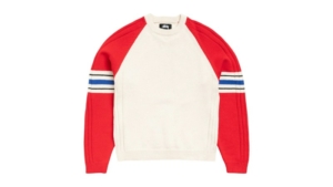 Stussy Stripe Raglan Crew Rood