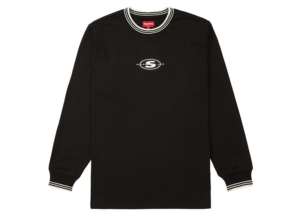 Supreme Striped Rib Logo L/S Top Zwart