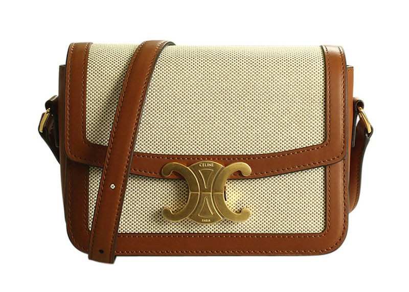 Celine Triomphe Bag Canvas Tan Bruin