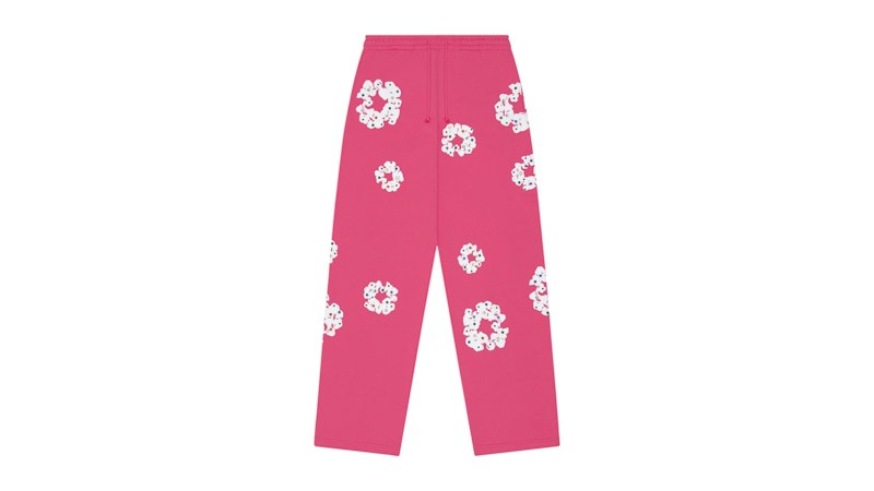 Tears Rhinestone Cotton Wreath Sweatpants Roze