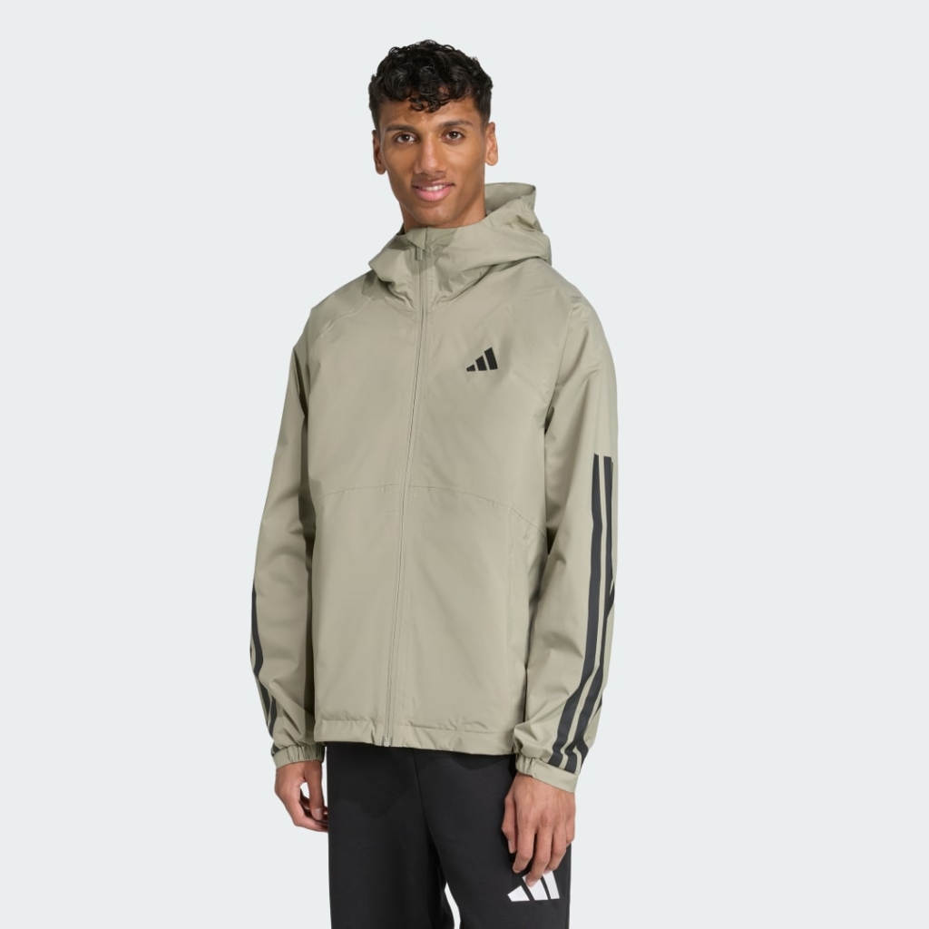 Essentials CLIMAPROOF 3-Stripes Capuchonjack Zilver